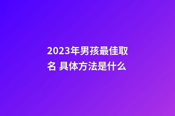 2023年男孩最佳取名 具体方法是什么